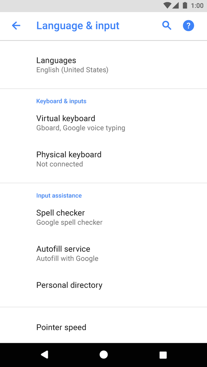 Settings Patterns Material Design