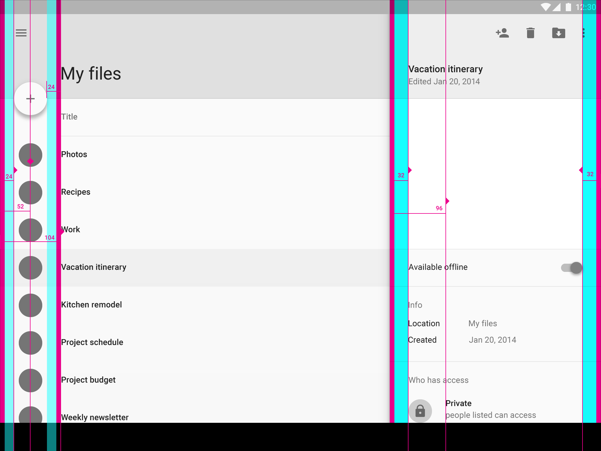 Spacing methods - Material Design